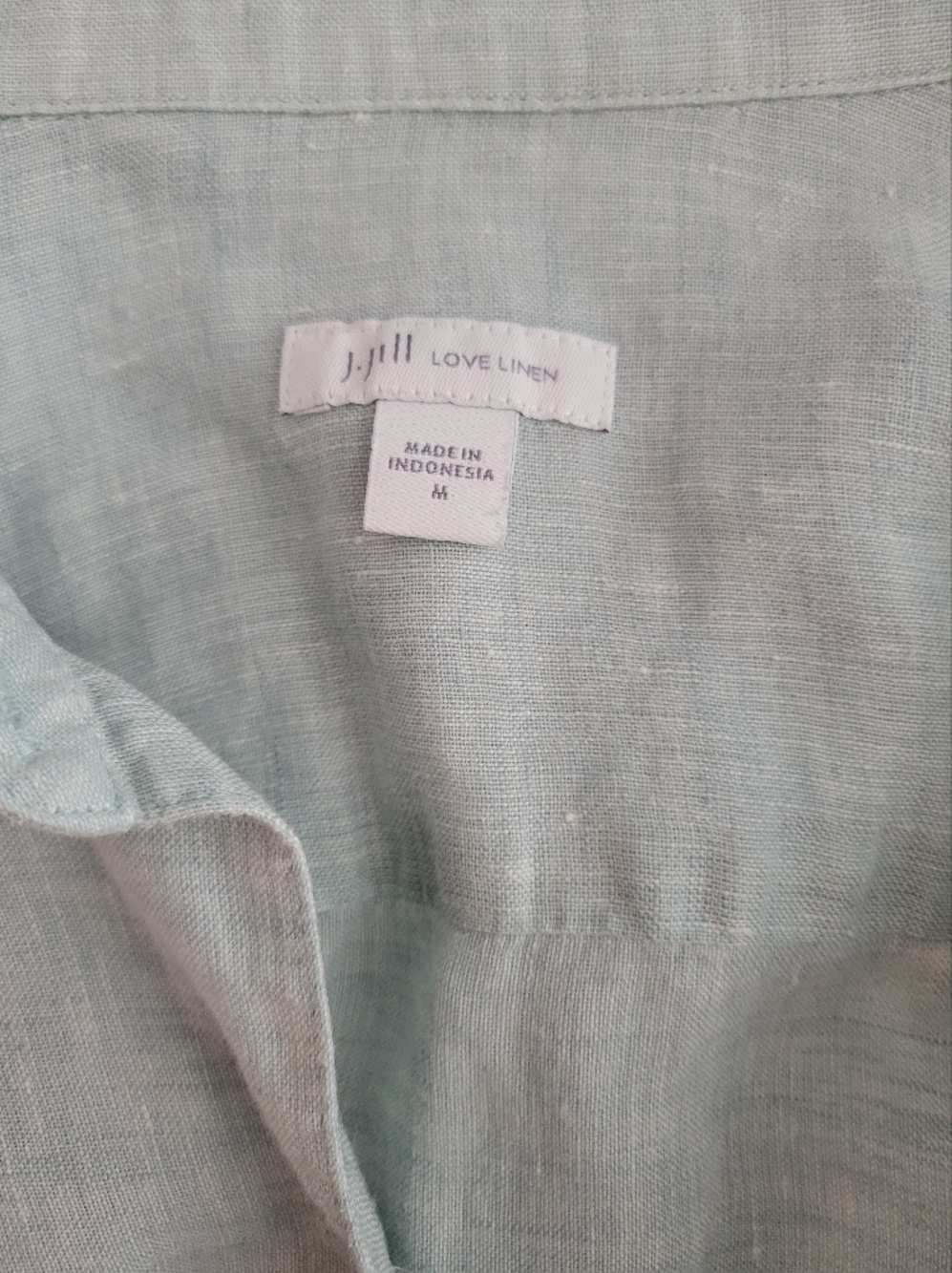 J. Jill Love Linen Light Blue Button Down Shirt Size M 100% Linen - Picture 10 of 11